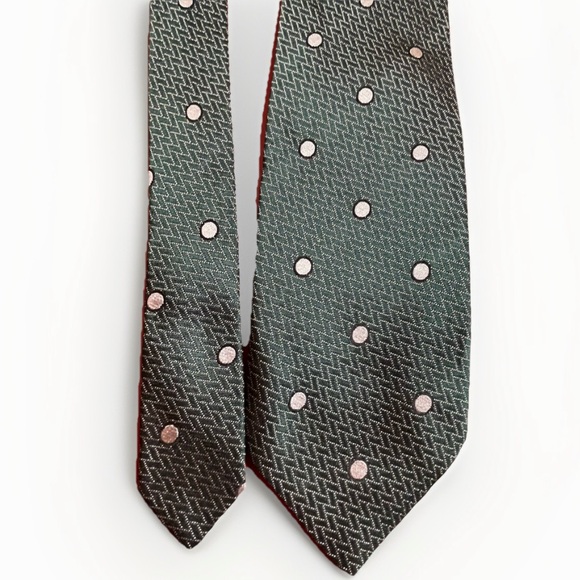 Bally of Switzerland Silk Tie Green Geometric Polka Dot Made in Italy Luxury - Picture 1 of 8